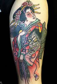 Big arm geisha tattoo pattern