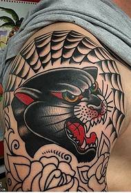 Black Panther Head Tattoo Pattern on the Big Arm