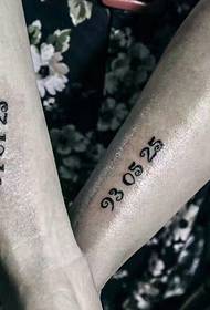 commemorative value Arm number couple tattoo