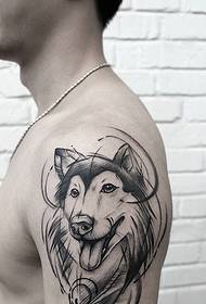 ръка проста татуировка за татуировка на линията на кученце