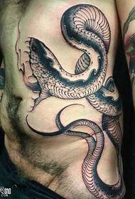 waist snake and arm animal tattoo pattern
