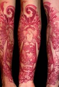 arm unique red Buddha tattoo pattern