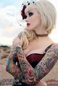 arm white hair cute woman tattoo pattern