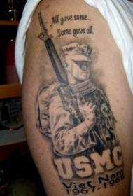 Arm Vietnamese soldiers and letter memory tattoo pattern
