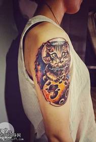 Arm Cat Planet Tattoo Pattern