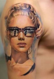 arm surreal beautiful girl portrait tattoo pattern