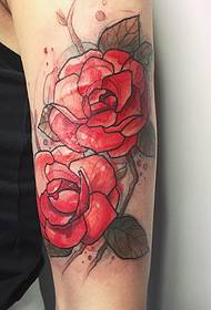 arm akvarell camellia täcka tatuering mönster