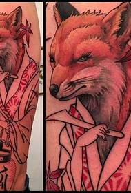 Patrón de tatuaxe de fadas de gran raposo