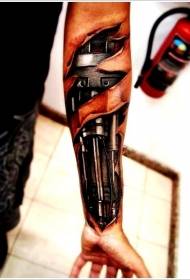 black mechanical tear tattoo tattoo on the arm