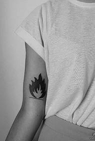 girl's big arm black flame Tattoo pattern
