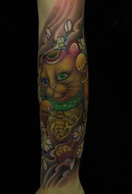 Zhao Fu lucky, arm lucky cat painted tattoo