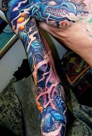 Cool robot flower arm tattoo pattern
