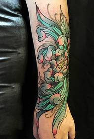 stunning arm chrysanthemum painted tattoo