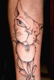 sospeitoso patrón de tatuaxe de gato negro no brazo