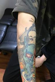 Flower and prajna arm tattoo pattern