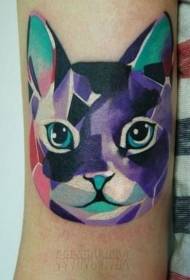 beautiful water color block cat tattoo pattern on the arm