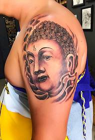 Big classic Buddha head tattoo pattern is very handsome