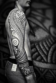 Male Arm Black Tribal Totem Tattoo pattern