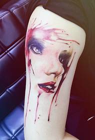 arm a watercolor European and American female portrait tattoo pattern