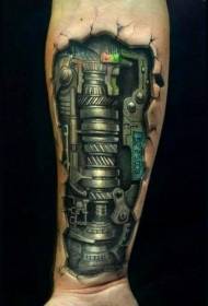 rasgado patrón de tatuaje mecánico realista en 3D debajo del brazo