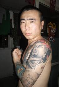 man arm art Buddha statue tattoo picture