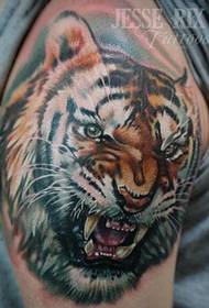 handsome realistic tiger tattoo pattern on the big arm