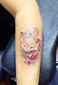 arm color small squirrel tattoo pattern is very cute