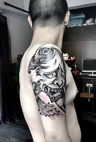 personality men's arm black and white Small prajna tattoo pattern