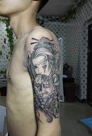 flowers and prajna arm tattoo pattern
