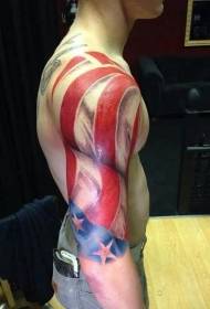colorful American flag arm tattoo pattern