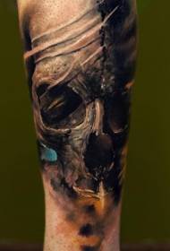 Arm 3D dark broken skull tattoo pattern