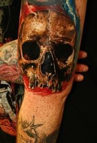 Arm natural color skull realistic tattoo pattern