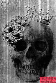 Tattoo show, recommend a European and American crown skull tattoo pattern