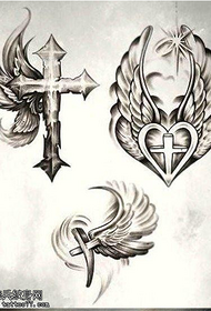 Personnalité croquis gris noir croix ailes tatouage image manuscrite