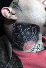 Male neck style style crown with lips tattoo pattern