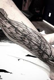 Calf line wings tattoo pattern