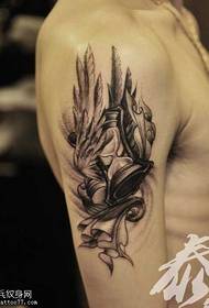 Arm ghost light wings tattoo pattern