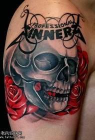 Rose English skull tattoo pattern