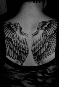 Πίσω όμορφη τατουάζ φτερά μοτίβο