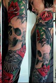 Arm crow skull tattoo pattern