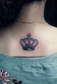 Back small red crown tattoo pattern