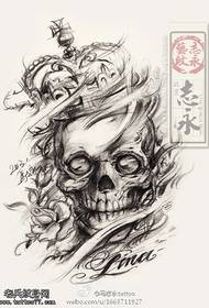 Crown skull tattoo manuscript pattern