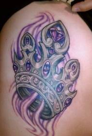 Achterkant paars en grijs kroon tattoo patroon