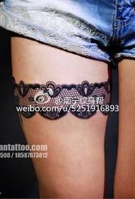 Classic lace leg ring tattoo pattern