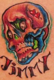 Colorful letter skull tattoo picture