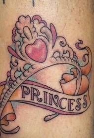 Růžová anglická abeceda a koruna tetování vzor