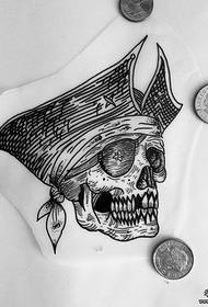 European and American skull line tattoo tattoo pattern manuscript