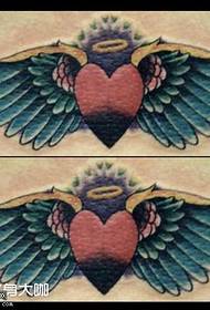 Heart shaped wings tattoo pattern