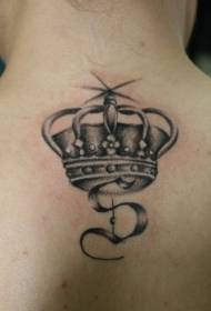 Back letter crown black gray tattoo pattern