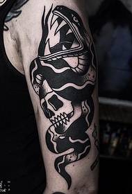 Shoulder black grey snake tattoo pattern